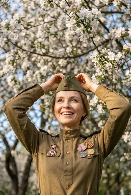 Портрет ко Дню Победы в советской форме в саду