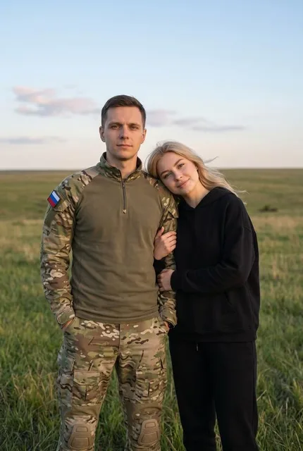 Пара в военном стиле