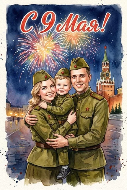 Загрузить фото и создать ИИ-открытку на 9 Мая