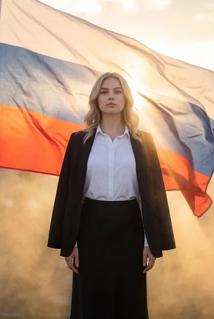 Портрет на фоне флага