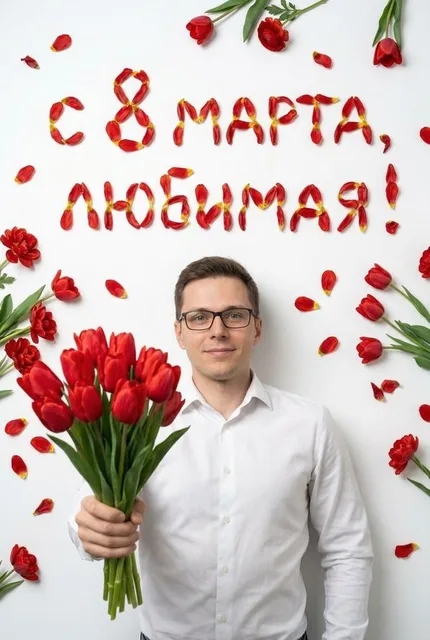Романтичная открытка на 8 марта