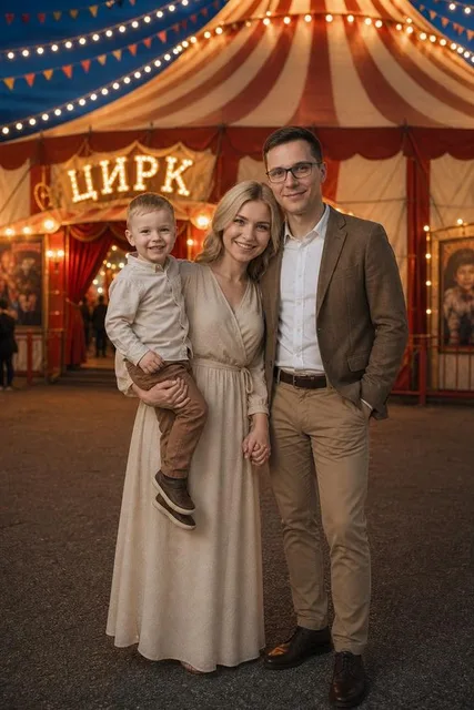Семейный портрет на фоне цирка