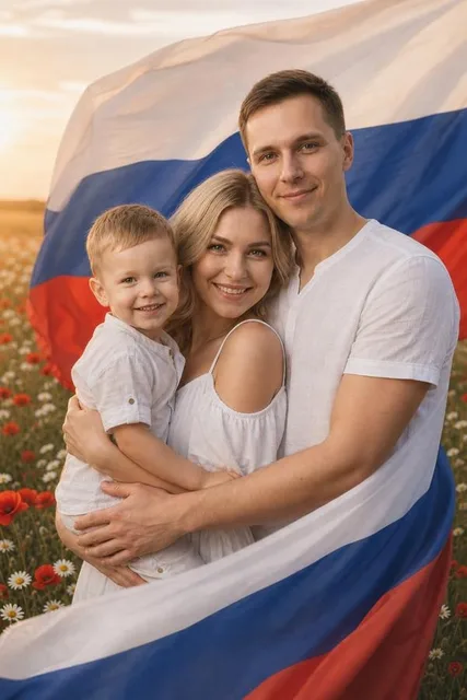 Семья в День флага