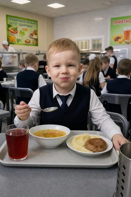 В школьной столовой