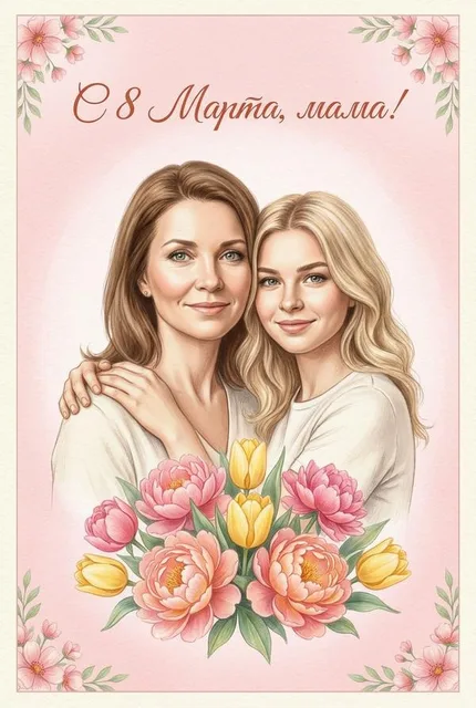 Открытка для мамы на 8 марта