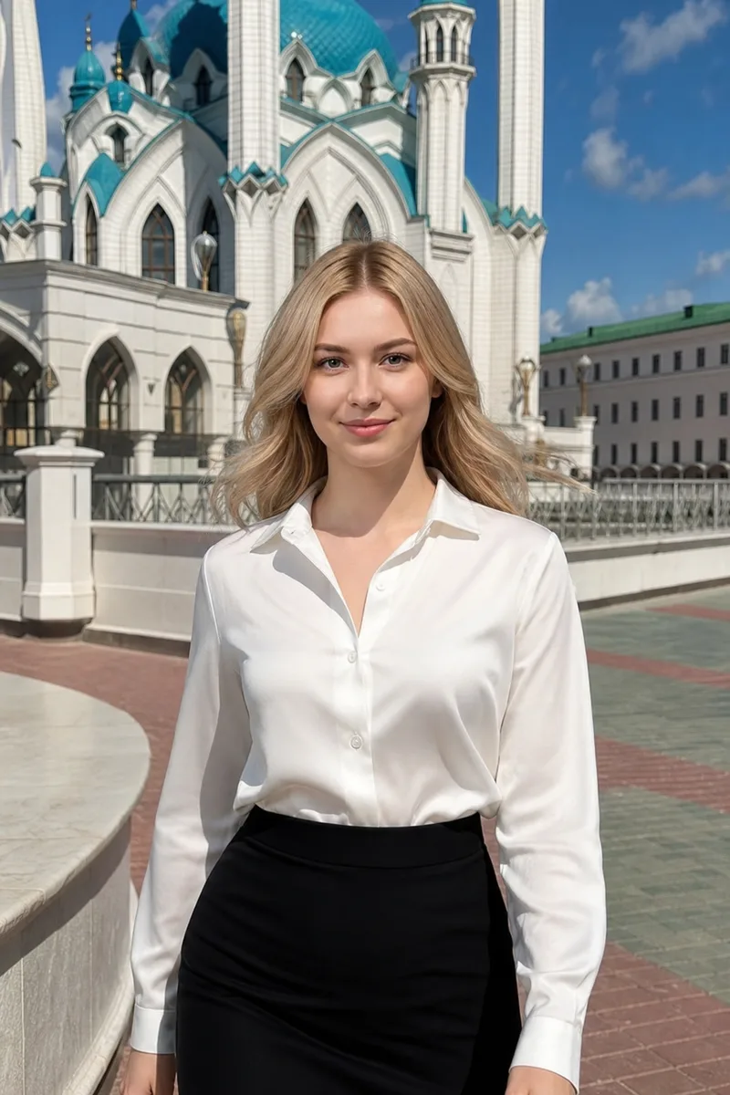 В Казани на фоне Кул-Шарифа — пример обработки фото нейросетью