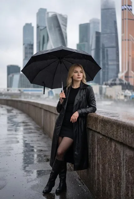 В дождливой атмосфере Москва-Сити