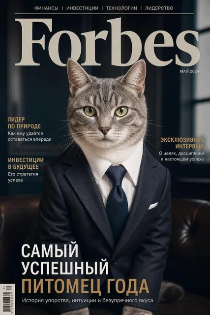 Обложка журнала Forbes с питомцем