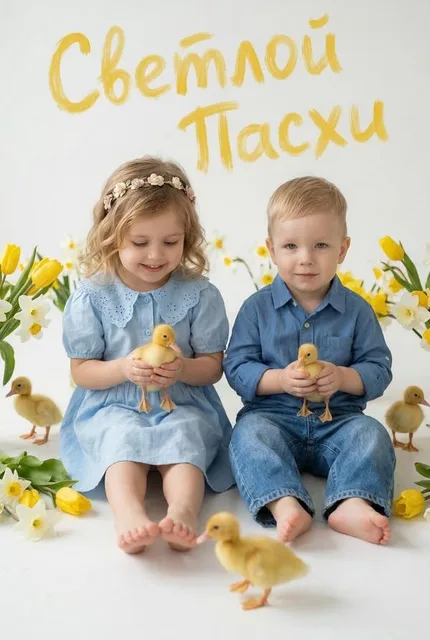 Детский трогательный пасхальный портрет