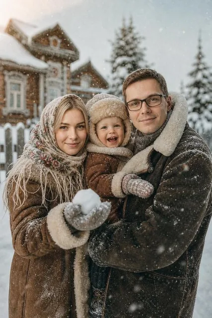 В заснеженной деревне