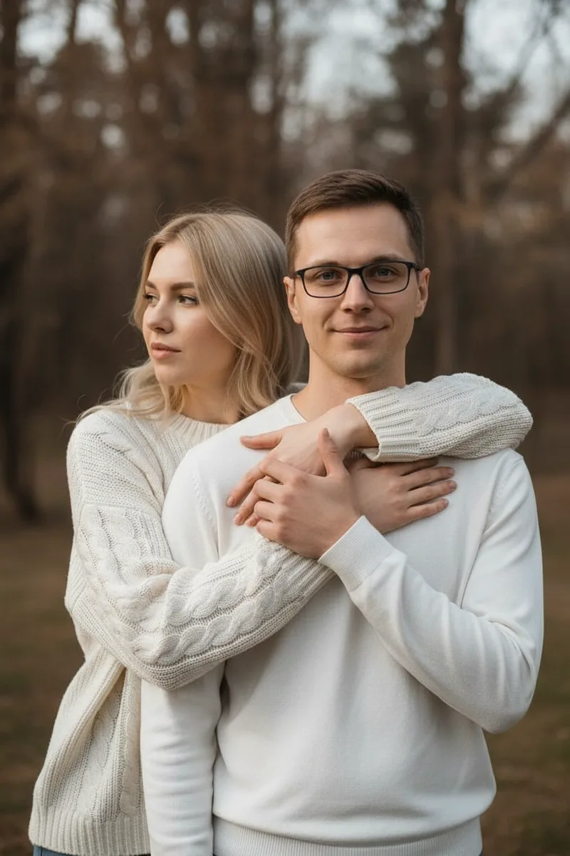 Парная фотосессия на природе — пример обработки фото нейросетью