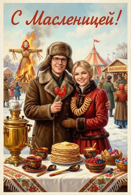 Открытка на масленицу