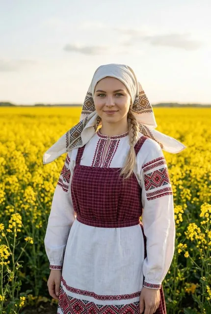 В белорусском национальном костюме