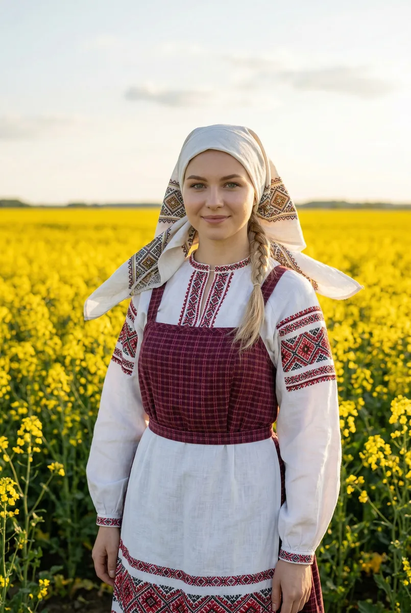 В белорусском национальном костюме — пример обработки фото нейросетью