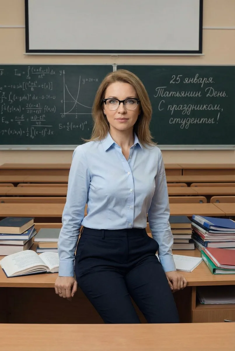 Татьянин день (в образе педагога) — пример обработки фото нейросетью