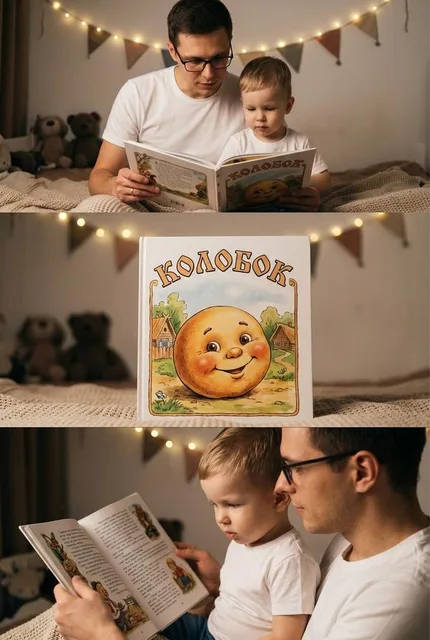 Коллаж с ребёнком за чтением
