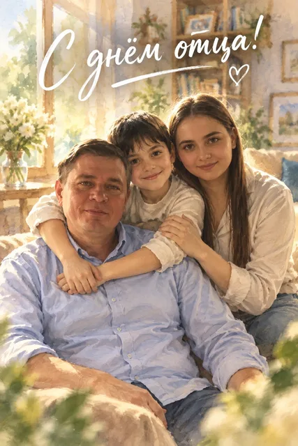 Открытка с Днём отца по вашему фото — результат пользователя