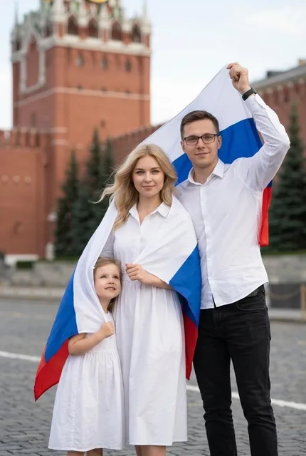 Семейный кадр на День Флага