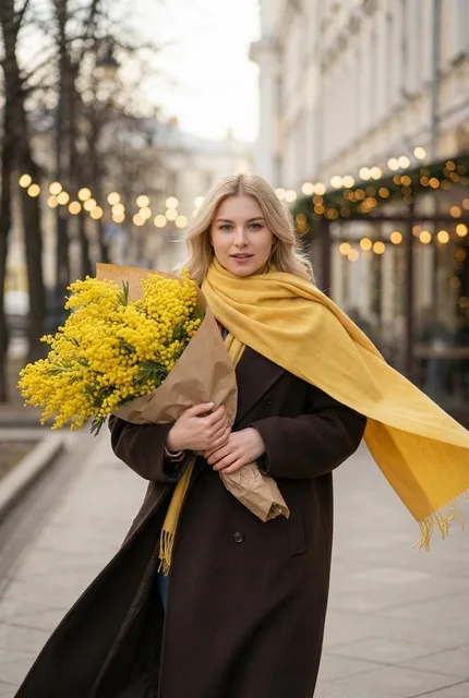 Уличная фотосессия с мимозой