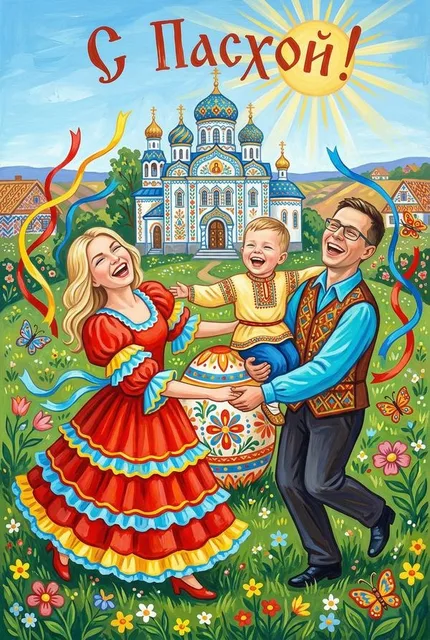 Пасхальная открытка по фото онлайн