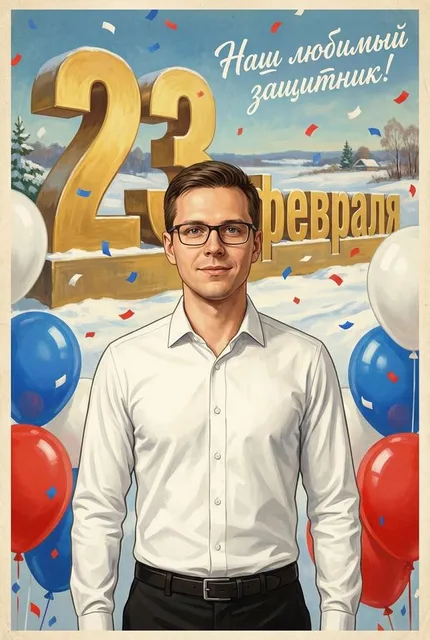 Открытка с 23 февраля для любимого защитника