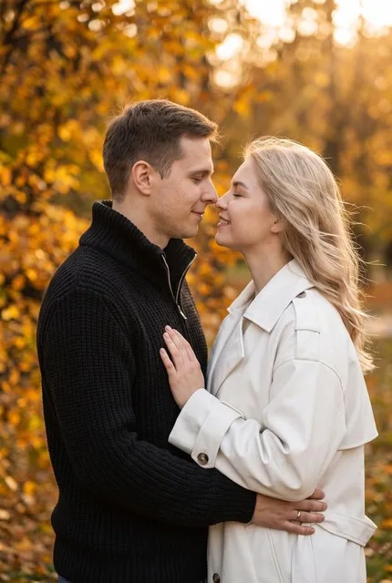 Поцелуй в осеннем парке