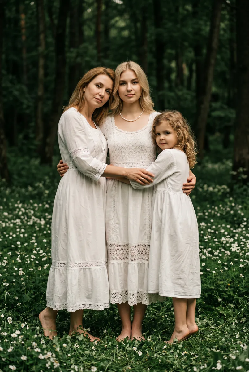 Семейный портрет нескольких поколений по фото — пример обработки фото нейросетью