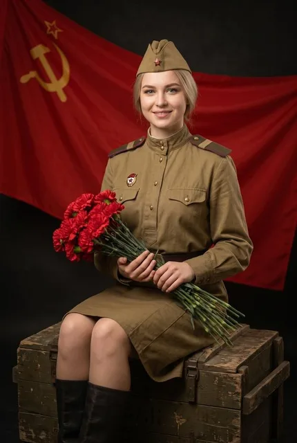 Портрет в военной форме на деревянном ящике