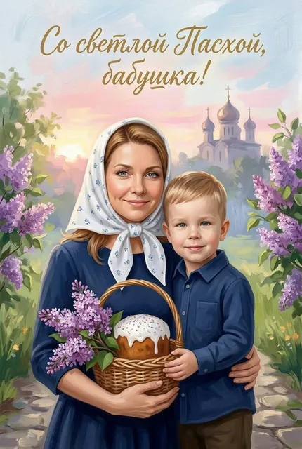 Открытка для бабушки на Пасху