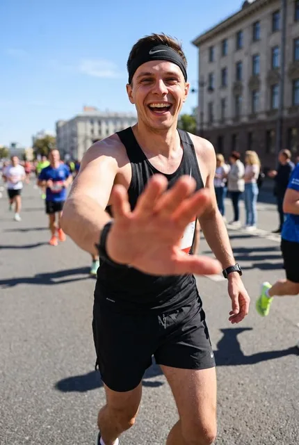 На беговом марафоне
