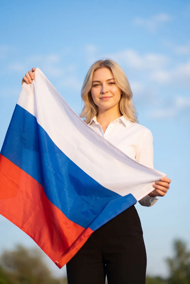 Фото с флагом России нейросетью — пример обработки фото нейросетью