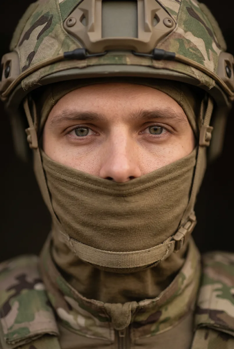 Близкий портрет военного — пример обработки фото нейросетью