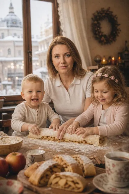 Семейная сцена новогодней готовки