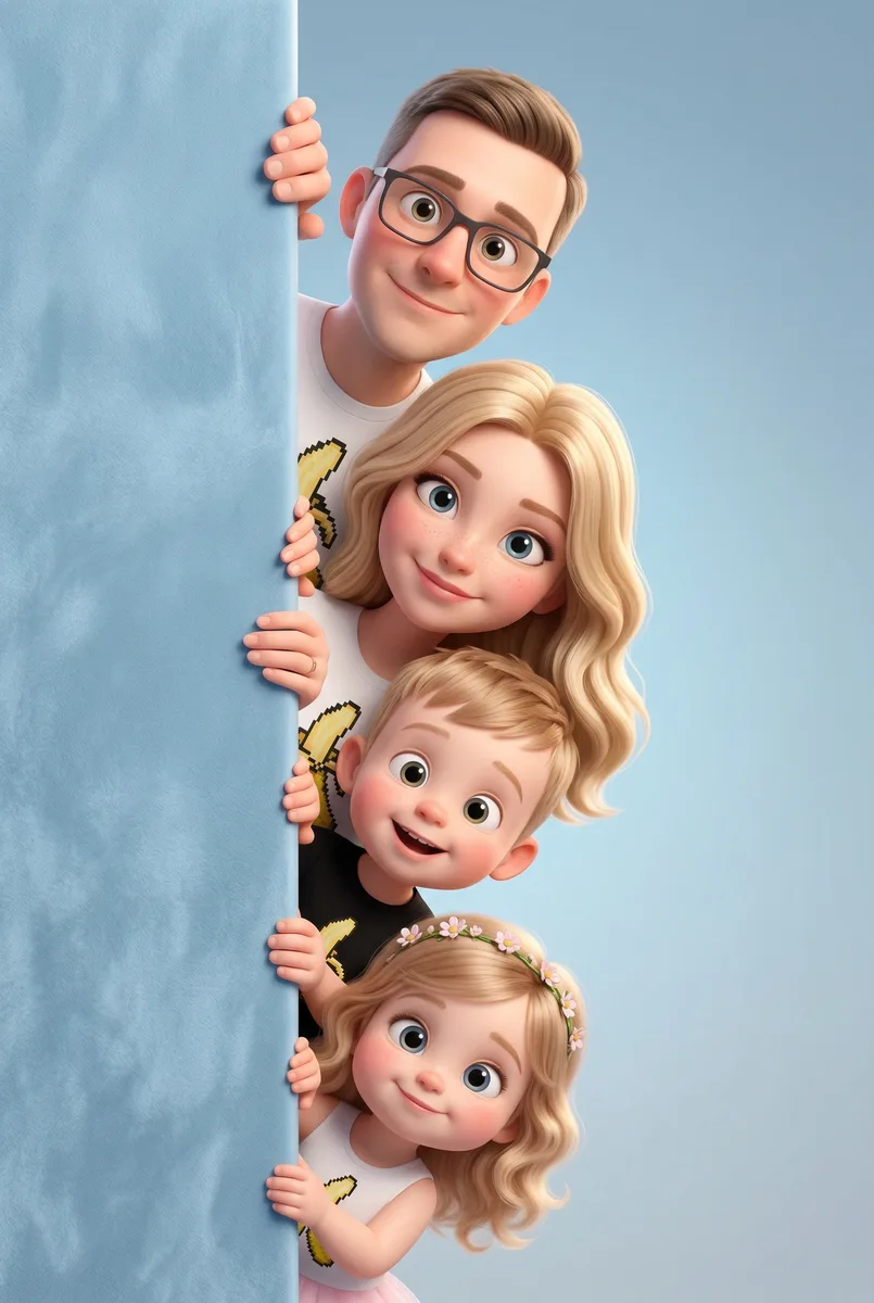 Семейный портрет в стиле Pixar (Disney) — пример обработки фото нейросетью