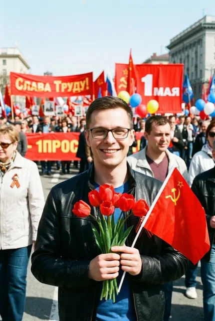 На первомайской демонстрации