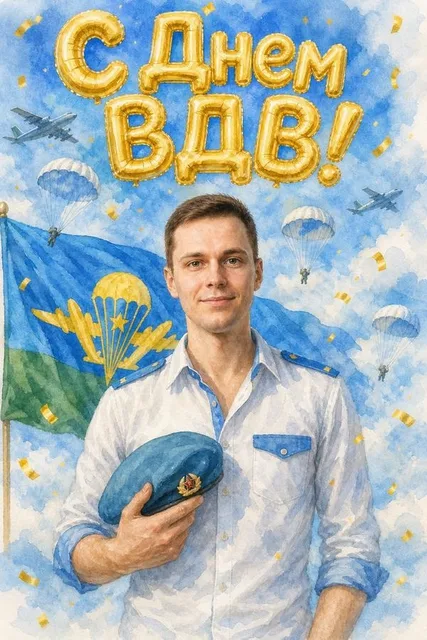 На фоне флага ВДВ