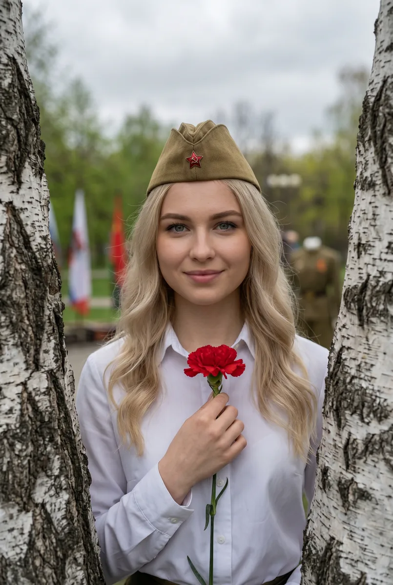 Торжественный портрет на День Победы  — пример обработки фото нейросетью