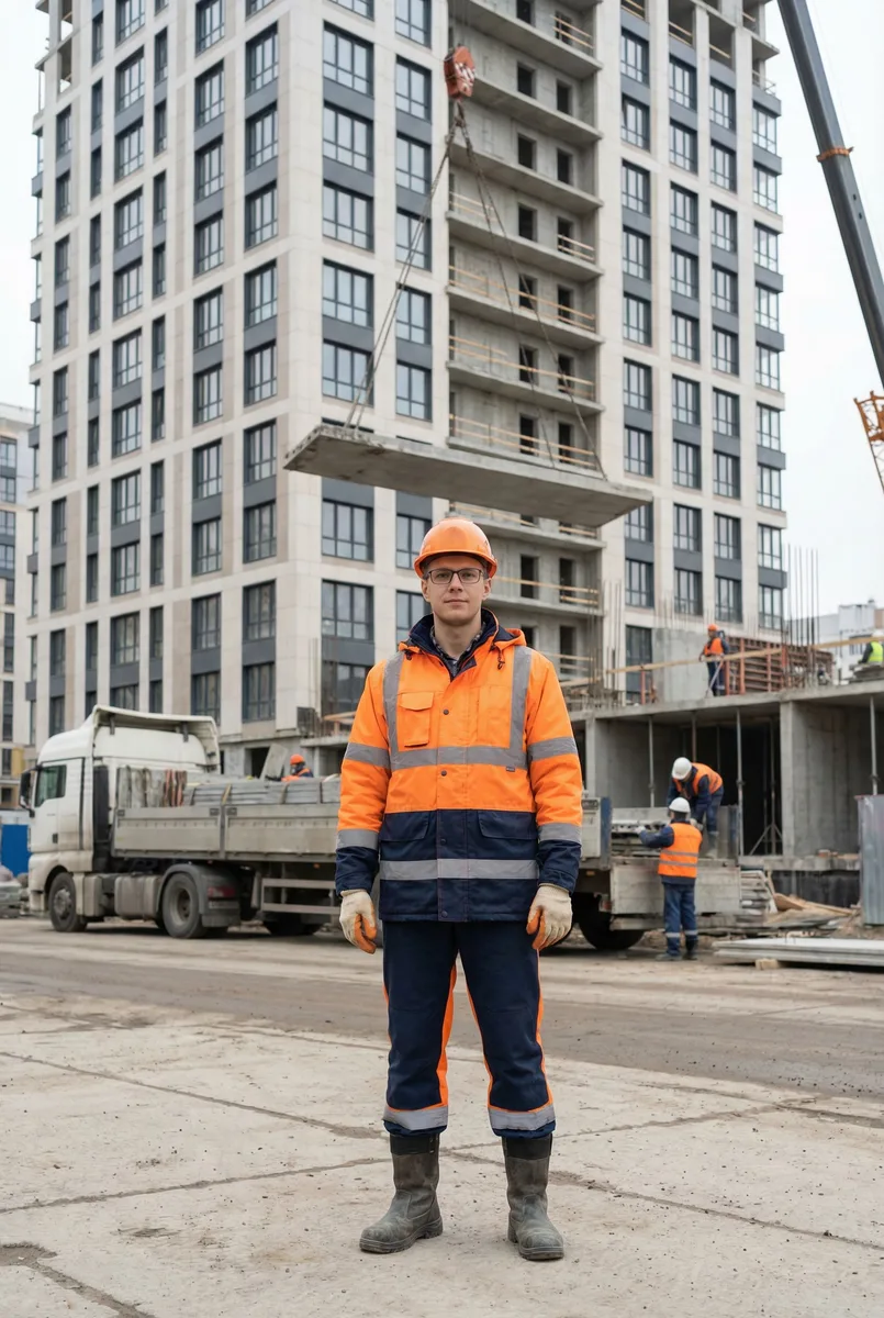 Строитель — пример обработки фото нейросетью