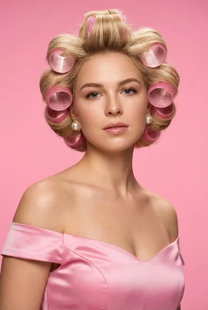 Съемка в стиле Barbie на розовом фоне