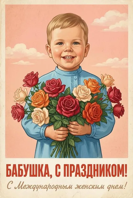 Открытка в советском стиле от внука