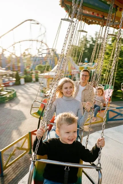Семейный снимок на карусели