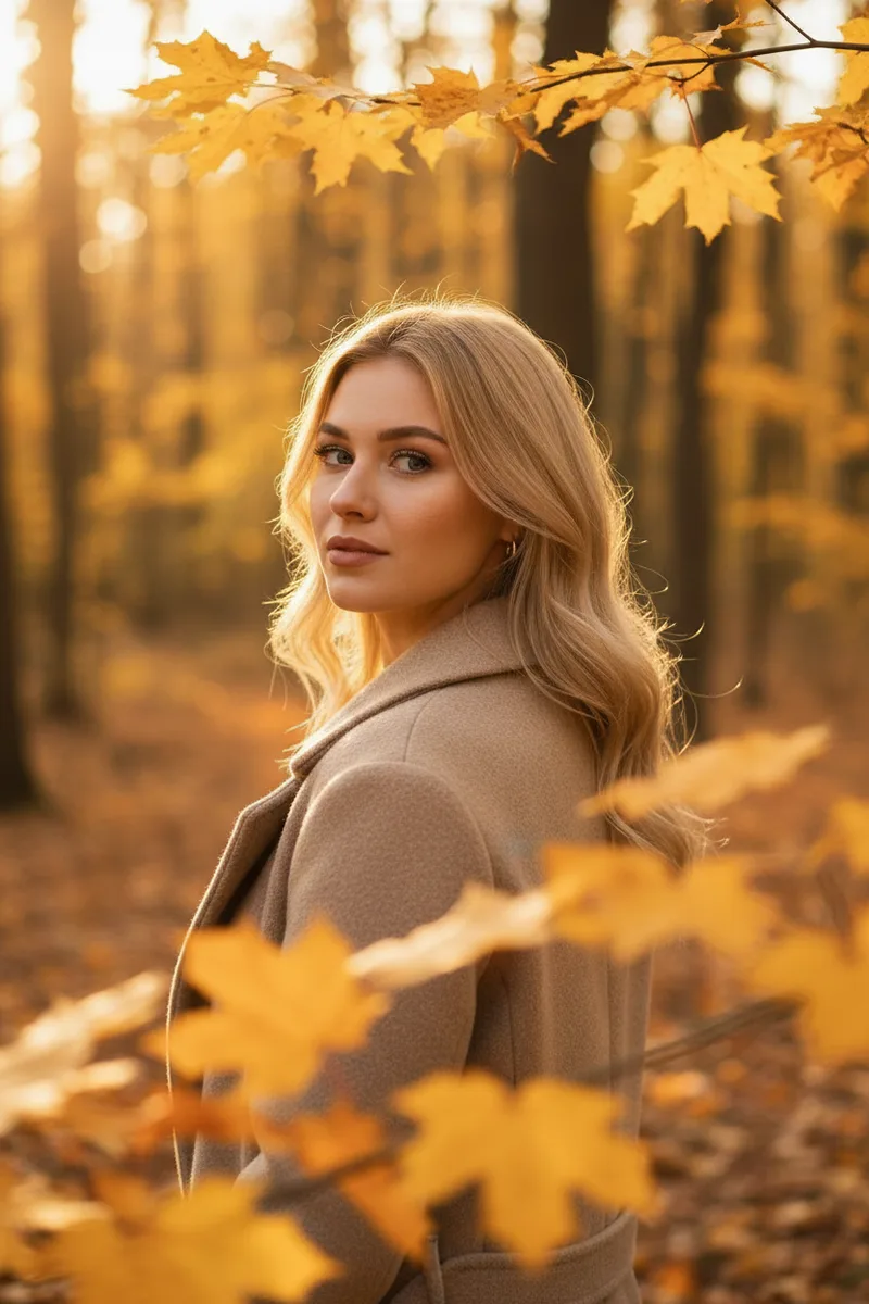 Фотосессия в осеннем лесу — пример обработки фото нейросетью