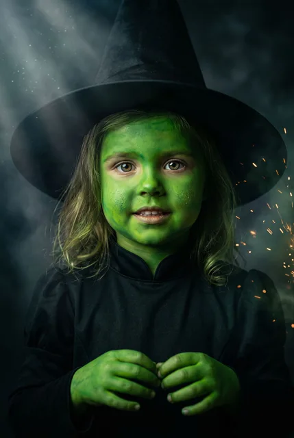 Портрет ведьмы Wicked с магическими искрами