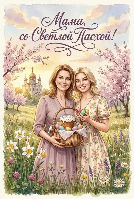 Открытка для мамы на Пасху