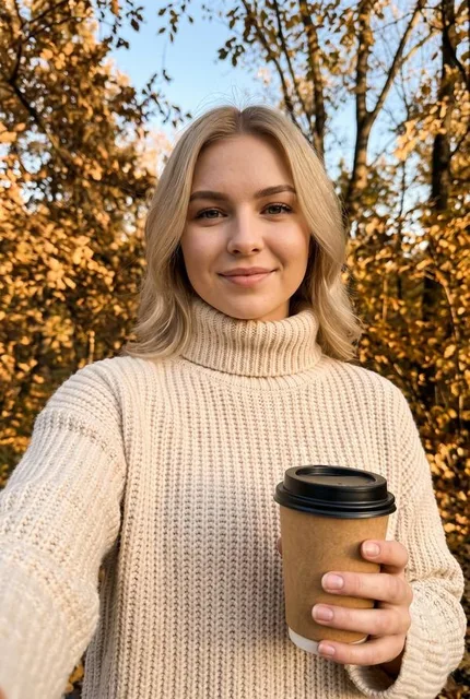 Реалистичное осеннее селфи