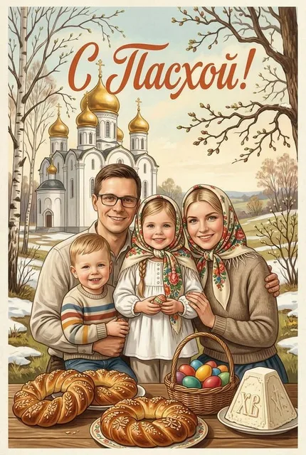 Праздничная пасхальная открытка 
