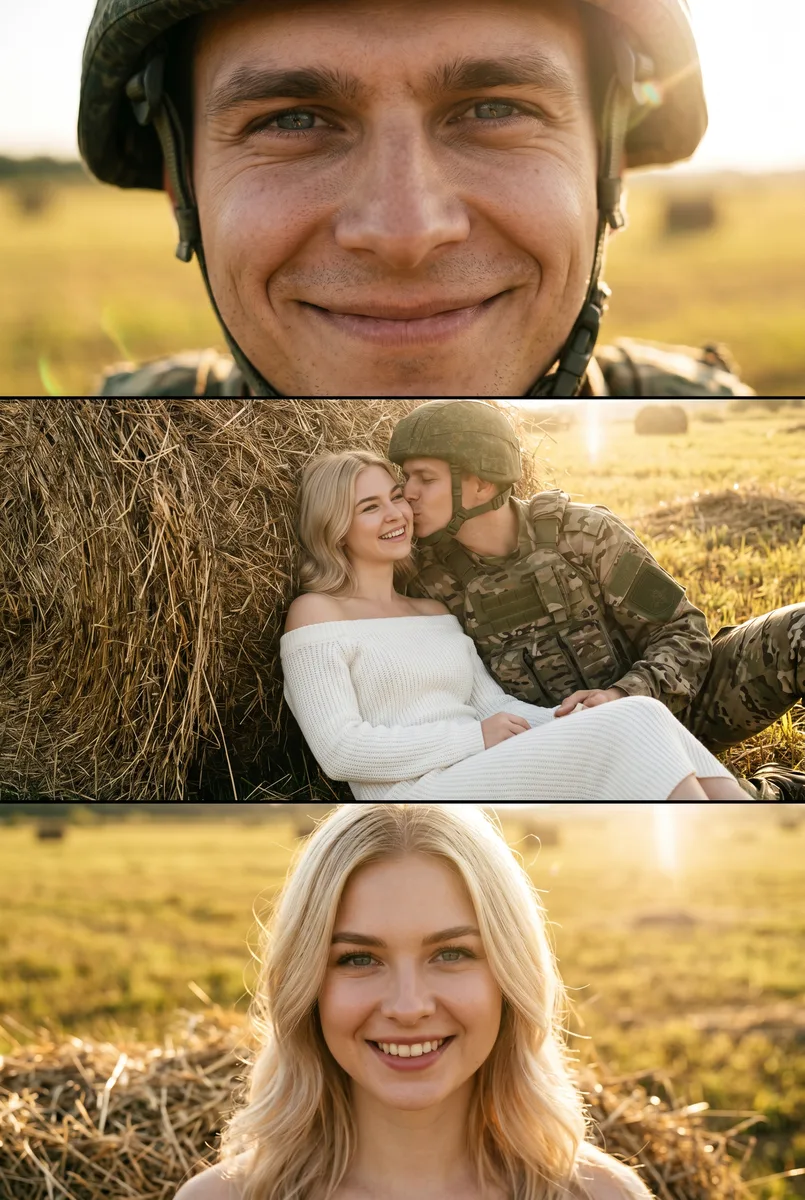 Парный фотоколлаж в весеннем стиле по фото — пример обработки фото нейросетью