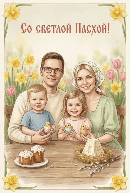 ИИ-открытка на Пасху