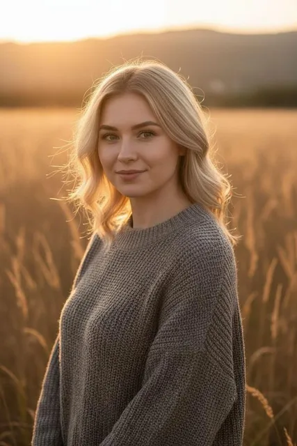 На поле в золотой час