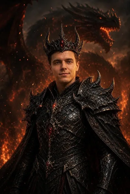 На фоне пламени и дракона